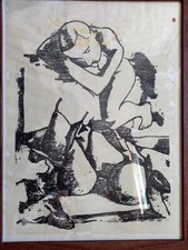 STAMPA LITOGRAFATA IN BIANCO E NERO PERSONA A RIPOSO ARTISTA: FELICE CASORATI