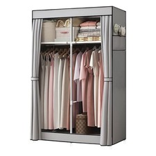 Armadio Guardaroba in Tessuto 2 Ante da Campeggio con Appendiabiti e Ripiani