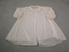 Vintage Van Raalte Lingerie Dress Small Pink Sheer Peignoir Lace Made USA 60s