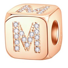 Charm Lettera M Oro Rosa Dadi