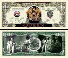 QUEEN BILLET 1 MILLION DOLLAR US ! FREDDIE MERCURY BRIAN MAY freddy Groupe Rock