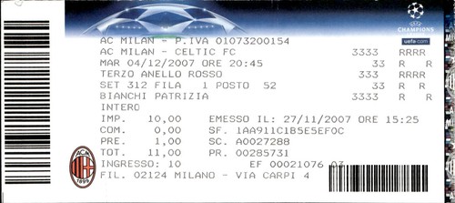 Biglietto stadio milan vs - stadio,