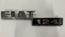 SCRITTA LOGO FREGIO STEMMA FIAT 124 METALLO CROMATO ORIGINALE EPOCA