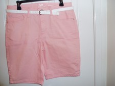 Bermuda donna LEE RIDERS midrise con cintura 10M rosa denim elasticizzato $0 S/H!
