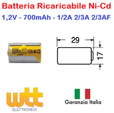 Batteria Ricaricabile NI-CD 2/3AF 2/3A 1/2A 1,2V 700mAh 29x17mm con poli