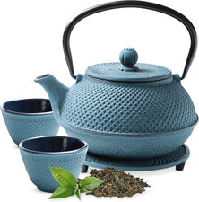 TEIERA GHISA SET – Set Completo Teiera in Ghisa Con Infusore, 2 Tazze Et Sottote