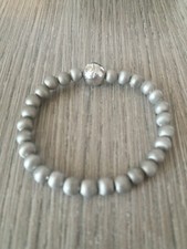 Braccialetto Bigiotteria unisex, pietre grigie in alluminio con elastico