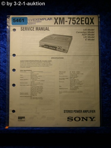 Sony service manual - xm, 752eqx