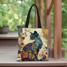 Borsa Tote Floreale Gatto -
