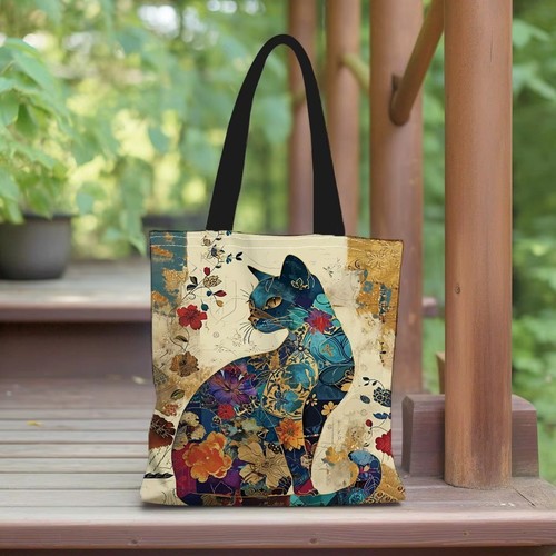 Cat floral tote bag - tote,
