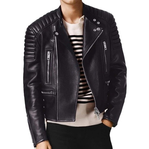 Giacca pelle uomo club nera - pelle,