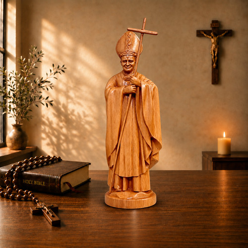 Statua legno papa giovanni - legno,