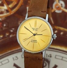 Orologio Vintage URSS Poljot De LUXE Ultra SLIM Sovietico Orologio da Polso Quadrante Oro 22J
