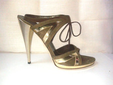 Sandali GUCCI marroni con profili color oro - taglia 39,5