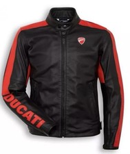 GIACCA MOTO IN PELLE DUCATI Company C4 52 Nero,rosso