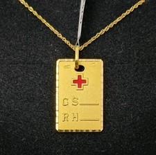 Colgante Y Cadena oro 18k 750 Mls. Grupo Sanguíneo 22 X 14 MM. 