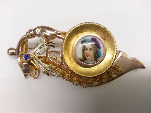 Spilla antica oro basso - spilla,