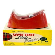 Dispenser nastro vintage fine anni 50-inizio anni 60 marca scozzese 3M corallo casa nuovo con scatola