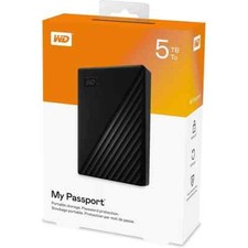 Disco rigido esterno WD 5TB My Passport nero USB 3.2 nuovo, originale sigillato