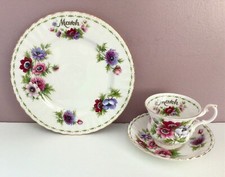 Royal Albert Fiore del Mese MARZO Anemoni Piatto da Dessert, Tazza e Piattino Vintage