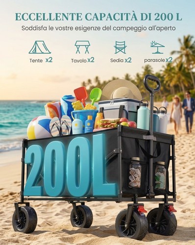 Carrello pieghevole xxl 200l - carrello,