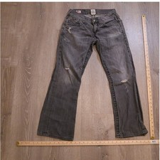 Jeans True Religion Billy Big T uomo grigio bootcut effetto invecchiato made USA taglia 30x34