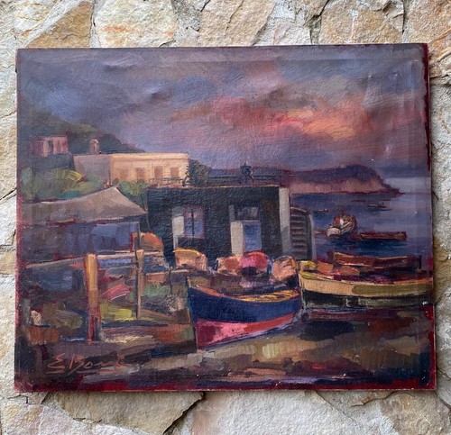 Vecchio quadro tramonto a - quadro,