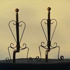 ( 3 ) ALARI IN FERRO FORGIATO CON 2 POMELLI IN OTTONE ITALIA  SECONDA META' 900