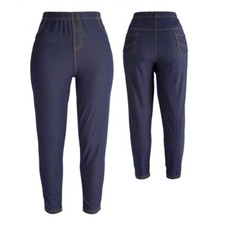 GLADYS LEGGINS DONNA LUNGO ESTIVO CALIBRATO TAGLIE FORTI EFETTO JEANS BLU