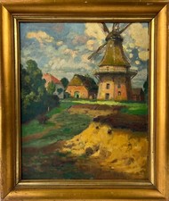 Quadro A Impressionista Carl Friedrich Windels 1902 Norddeutsches Paese Mulino