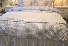 Wamsutta KING Duvet Light Blue Gingham Check, 100% Cotton, Israel