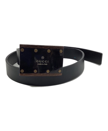 Gucci wood square buckle belt - buckle,