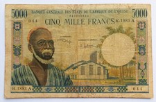 Stati dell'Africa Orientale (Costa d'Avorio) 5000 Franchi (ND.1961)P#104Aa - a/vf