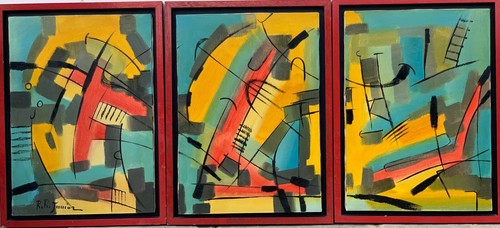 Quadro olio tela trittico - olio, su