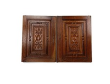 Antique Gorgeous Door Panels Cabinet Hand carved Ornate wood Oak reclaimed Archi