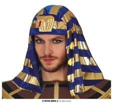 Copricapo faraone sovrano egizio color oro e blu