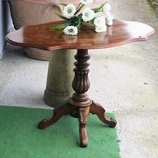 Tavolino tavolo antico da salotto per soggiorno in legno ovale a biscotto 800