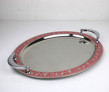 Vassoio Elegant Gioiel INOX 18/10 Made in Italy Acciaio Decorazioni Floreali