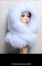 Cappello Sciarpa In Pelliccia Di Volpe Colore Natural Fox  White. 