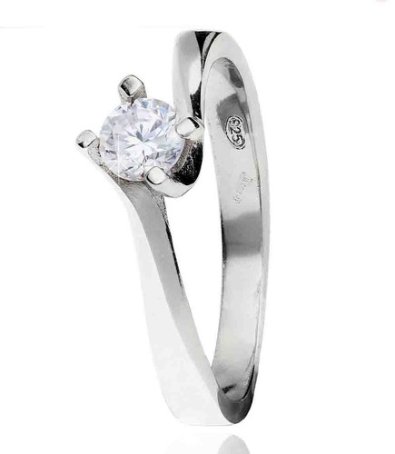 Anello solitario argento