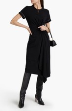 Brunello Cucinelli Abito Asimmetrico Elasticizzato Abito Midi Nero Monili XS