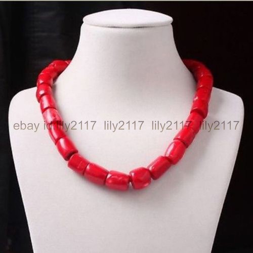 Collana perle corallo cilindro
