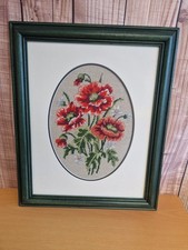 quadro papavero ricamato punto