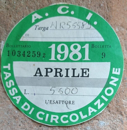 Bollo aci 1981 - 1981, per