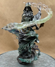Rara Statua Statuina Peltro Franklin Mint Merlin "La Creazione di Stonehenge" =