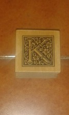 TIMBRO IN LEGNO STAMPERIA BOX TORINO LETTERA K INIZIALE 3.5 X 3.5