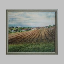 QUADRO AEROGRAFO SU CARTONCINO, CORNICE E VETRO, Cm 53x63, PAESAGGIO ITALIANO, 