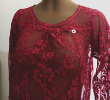 ABITO " TWIN.SET "PREGIATO PIZZO TRASPERENTE ROSSO/BORDEAUX RAGAZZA(s79)