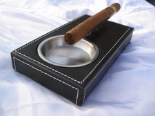 Black Leather Steel Ashtray
