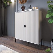 MADIA CREDENZA BASSA 2 ANTE EFFETTO CANNETTATO CASHMERE MODERNO 103X39XH 129CM